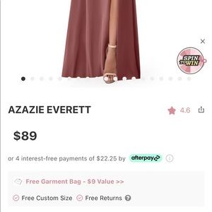 Azazie Everett dress brand new never worn with tags and garment bag.